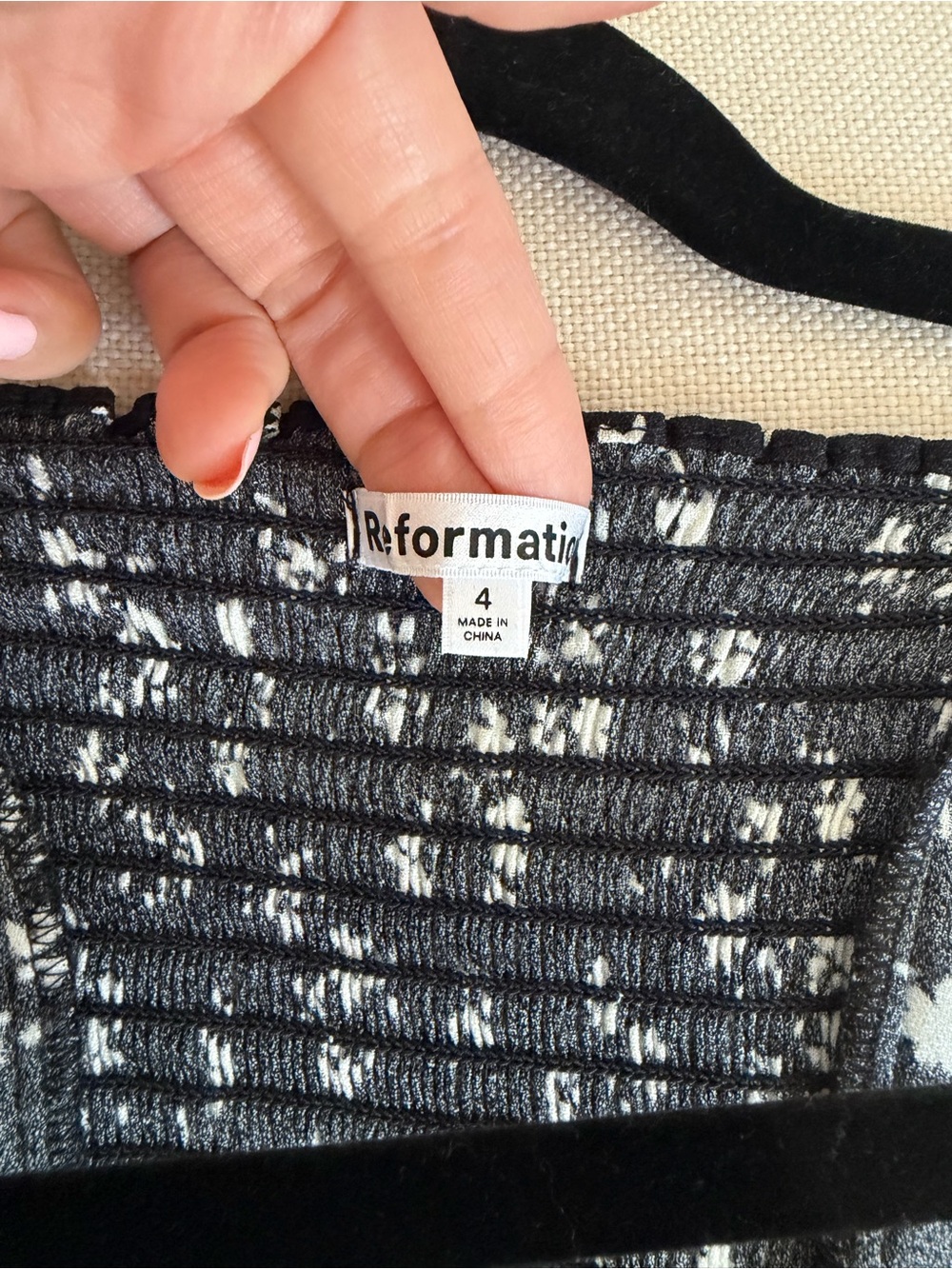 Reformation Black Floral Square-Neck Long Sleeve Top - Picture 6 of 9